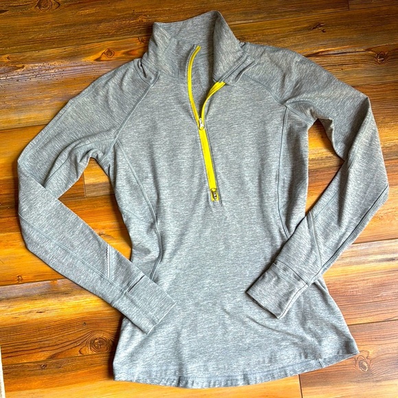 lululemon athletica Tops - Lululemon half zip pullover gray with yellow trim 6